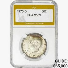 1870-D Kennedy Half Dollar PGA MS69