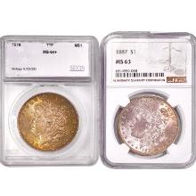 1878&1887 [2] Morgan Silver Dollar SEGS/NGC MS63/6
