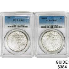 1881&1884 [2] Morgan Silver Dollar PCGS MS63