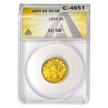 1895 $5 Gold Half Eagle ANACS AU58