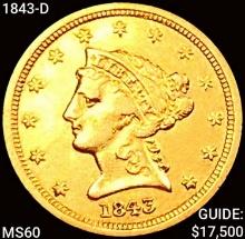 1843-D $2.50 Gold Quarter Eagle UNCIRCULATED