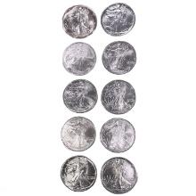 1987-2021 US 1oz Silver Eagles UNC [10 Coins]