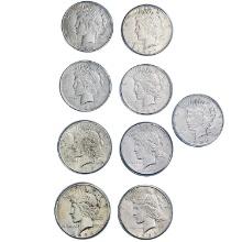 1925-1935 Better Date US Silver Peace Dollars [9 C