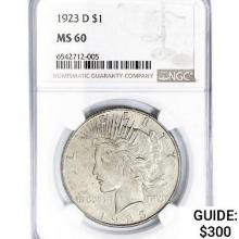1923-D Silver Peace Dollar NGC MS60