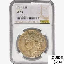 1934-S Silver Peace Dollar NGC VF30