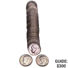 1958 BU 1958 D Roosevelt Dime Roll [50 Coins]