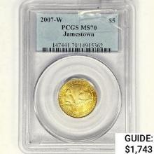 2007-W $5 .10oz gold Jamestown PCGS MS70