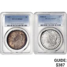 [2] 1884&1887 Morgan Silver Dollar PCGS MS63