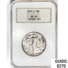 1947-D Walking Liberty Half Dollar NGC MS65