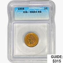 1908 Indian Head Cent ICG MS64 RB