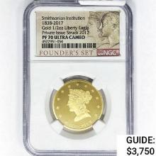1838-2017 Smithsonian Gold 1/4oz Sovereign NGC PF7