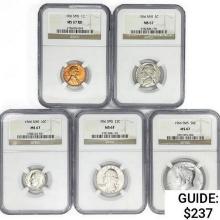 [5] 1966 US Varied Coinage Set NGC MS67 SMS
