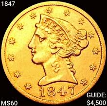 1847 $5 Gold Half Eagle