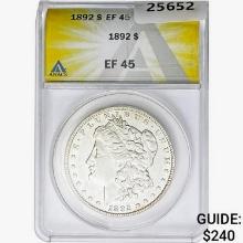 1892 Morgan Silver Dollar ANACS EF45