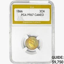 1866 Nickel Three Cent PGA PR67 CAMEO