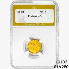 1889 $2.50 Gold Quarter Eagle PGA MS66