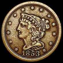 1853 Braided Hair Half Cent LIGHTLY CIRCULATED