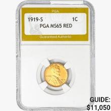 1919-S Wheat Cent PGA MS65 RED
