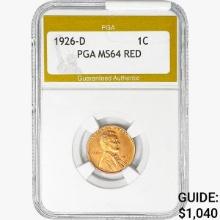 1926-D Wheat Cent PGA MS64 RED