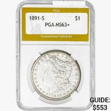 1891-S Morgan Silver Dollar PGA MS63+