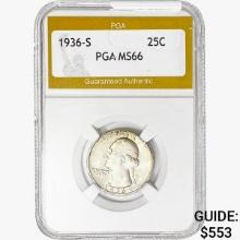 1936-S Washington Silver Quarter PGA MS66