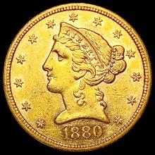 1880-S $5 Gold Half Eagle UNCIRCULATED