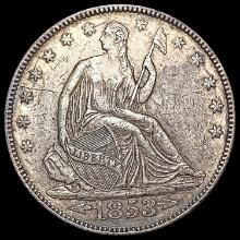 1853 Seated Liberty Half Dollar CLOSELY UNCIRCULAT