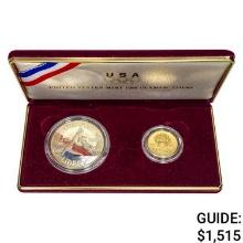 [2] 1988 Olympic PF Set Silver $1 & .24oz. Gold $5