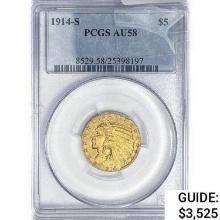1914-S $5 Gold Half Eagle PCGS AU58