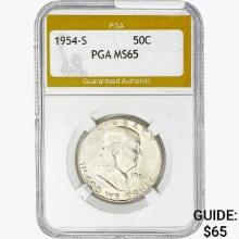 1954-S Franklin Half Dollar PGA MS65