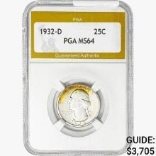 1932-D Washington Silver Quarter PGA MS64