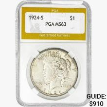 1924-S Silver Peace Dollar PGA MS63