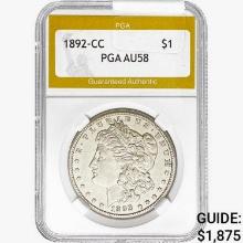 1892-CC Morgan Silver Dollar PGA AU58