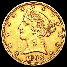 1898 $5 Gold Half Eagle CLOSELY UNCIRCULATED