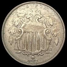 1867 No Rays Shield Nickel CLOSELY UNCIRCULATED