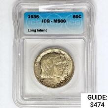 1936 Long Island Half Dollar ICG MS66