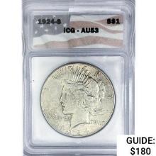 1924-S Silver Peace Dollar ICG AU53