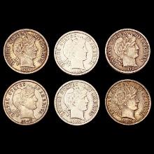 1897-1914 Barber Dime Collection [6 Coins] LIGHTLY CIRCULATED