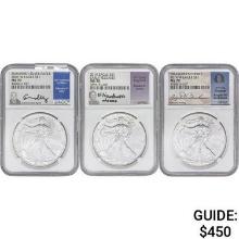 [3] 2007&2014 Silver Eagle NGC MS70 Signed