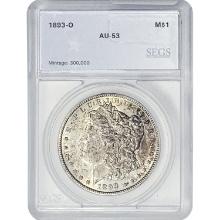 1893-O Morgan Silver Dollar SEGS AU53