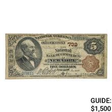 1882 $5 BB THE NATIONAL BANK OF COMMERCE IN NEW YORK, NY NATIONAL CURRENCY CH. #733