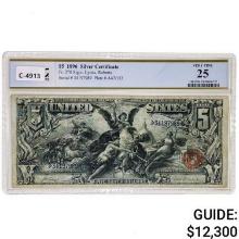 FR. 270 1896 $5 FIVE DOLLARS EDUCATIONAL SILVER CERTIFICATE CURRENCY NOTE PCGS BANKNOTE VERY FINE-25
