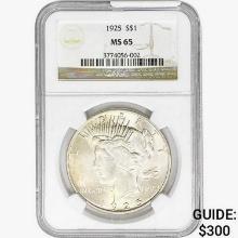 1925 Silver Peace Dollar NGC MS65