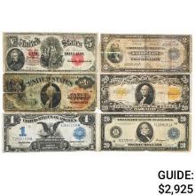 LOT OF (6) MIXED LARGE SIZE CURRENCY NOTES 1869-1918