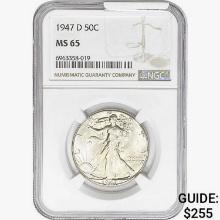 1947-D Walking Liberty Half Dollar NGC MS65