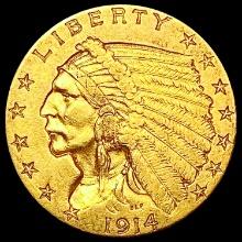 1914-D $2.50 Gold Quarter Eagle NEARLY UNCIRCULATED