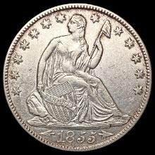 1855-O W/ Stars Seated Liberty Half Dollar CLOSELY UNCIRCULATED