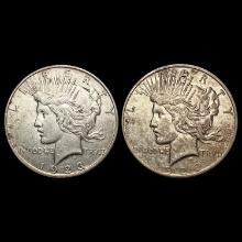 1923-D & 1926-D Silver Peace Dollars CLOSELY UNCIRCULATED
