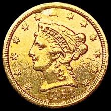 1868-S $2.50 Gold Quarter Eagle CLOSELY UNCIRCULATED