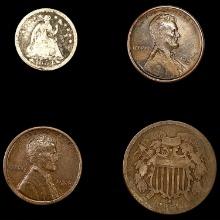 [4] Varied US Coins (1916-S, 1864, 1854, 1914) LIGHTLY CIRCULATED